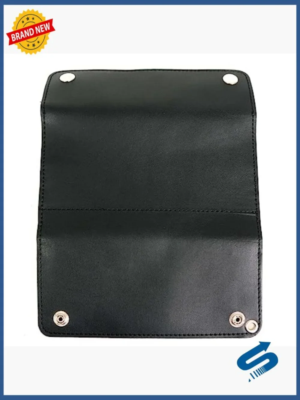Mens Biker Bifold Leather Wallet with Removable Chain Anti-Theft Wallet